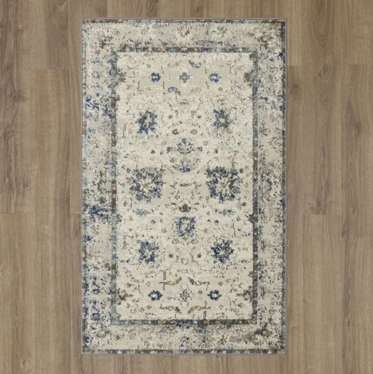 Cleopatra Evesham Grey Dark Blue Area Rug - 3 11  X 6 0 