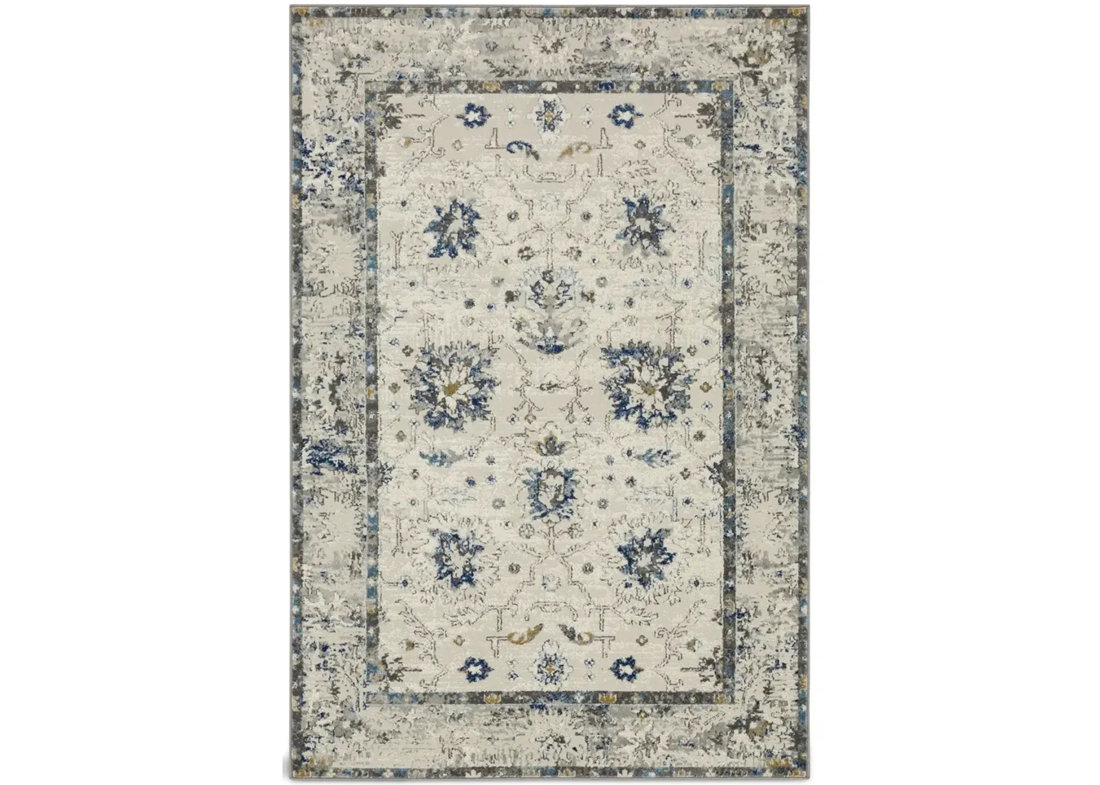 Cleopatra Evesham Grey Dark Blue Area Rug - 3 11  X 6 0 