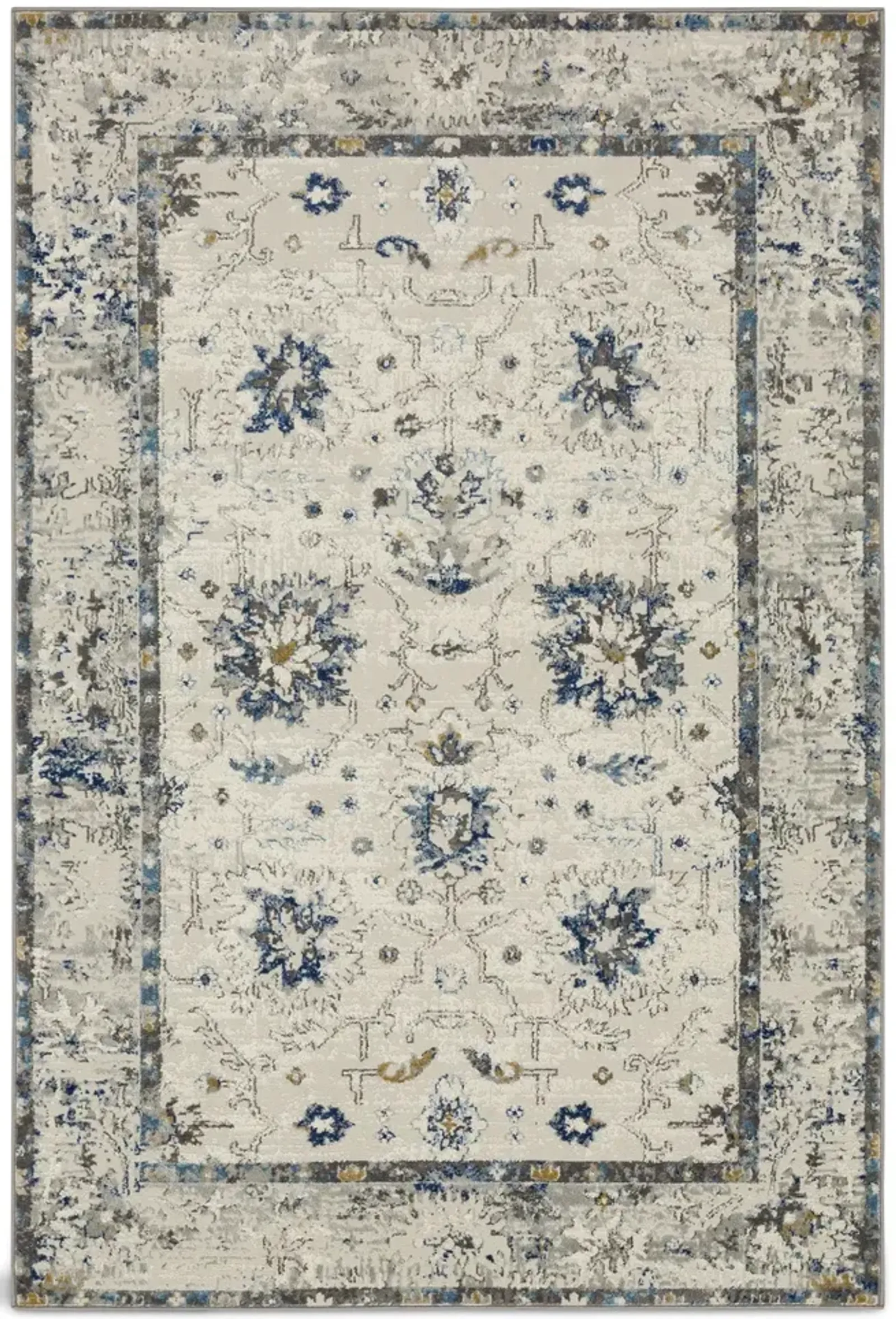 Cleopatra Evesham Grey Dark Blue Area Rug - 3 11  X 6 0 