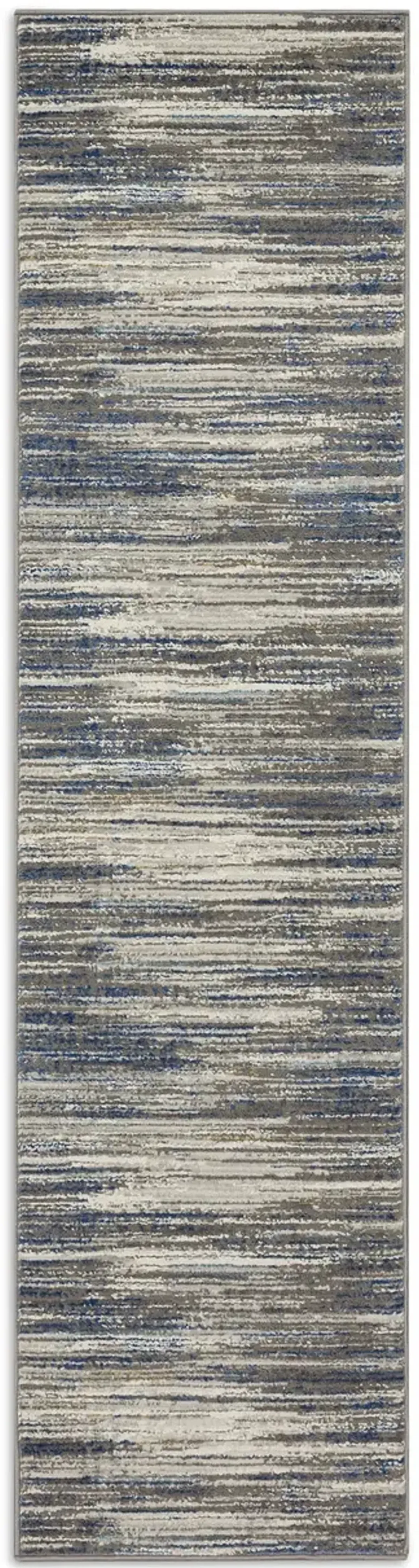 Cleopatra Bell Place Grey Dark Blue Area Rug - 2 0  X 8 0  