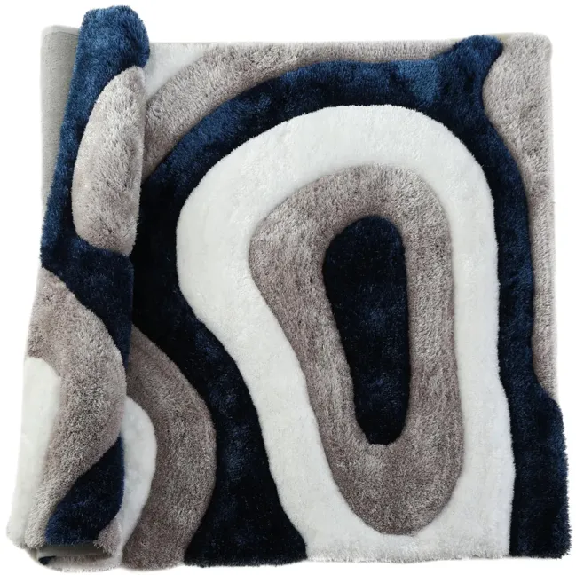 Mateos Grey White Blue - 3 6  X 5 6  Area Rug