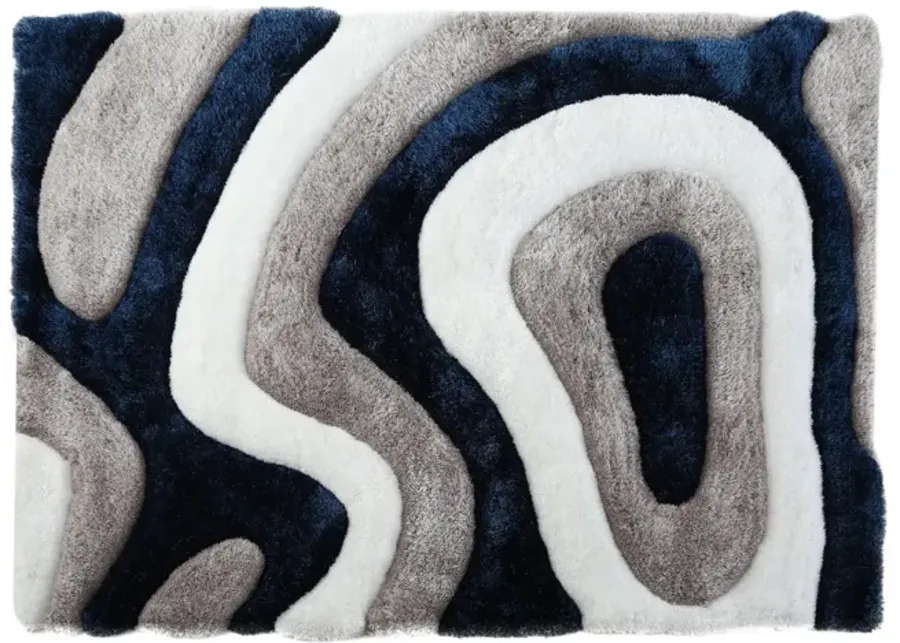 Mateos Grey White Blue - 3 6  X 5 6  Area Rug