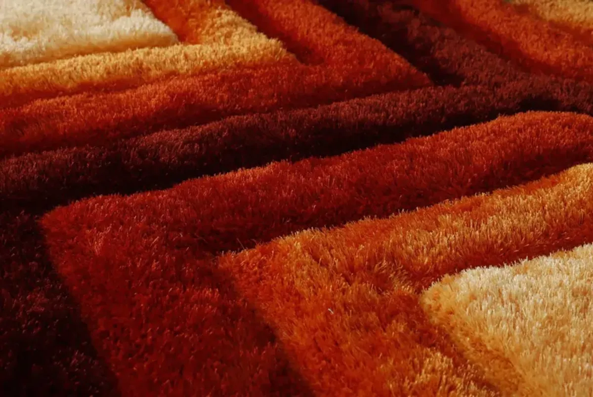 Mateos Orange Shag Area Rug - 3 6  X 5 6 