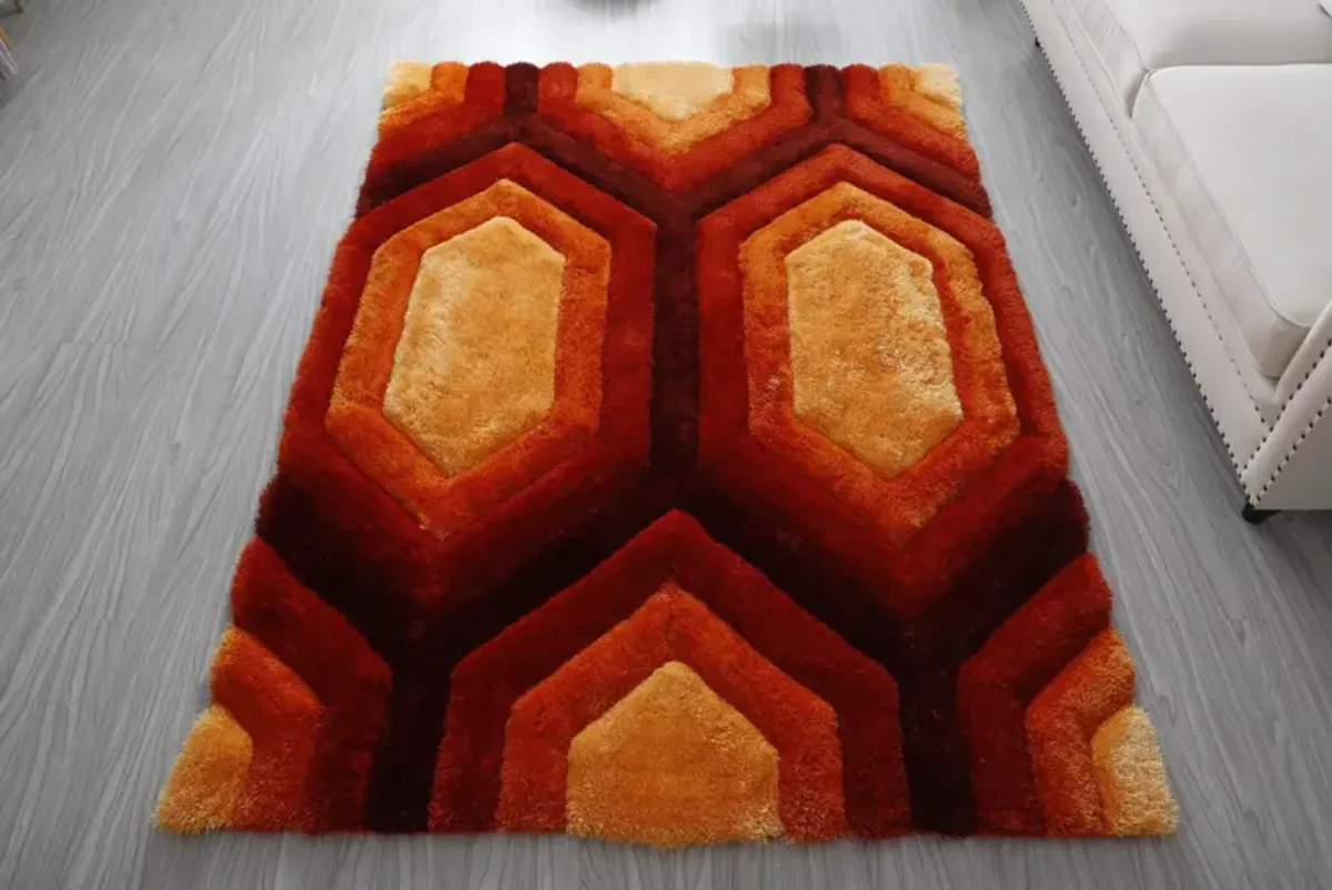 Mateos Orange Shag Area Rug - 3 6  X 5 6 