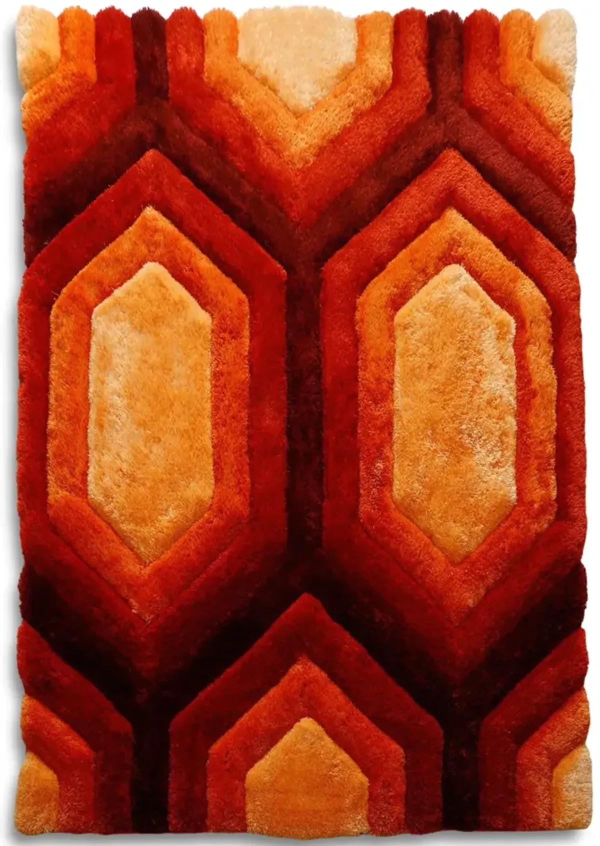 Mateos Orange Shag Area Rug - 3 6  X 5 6 