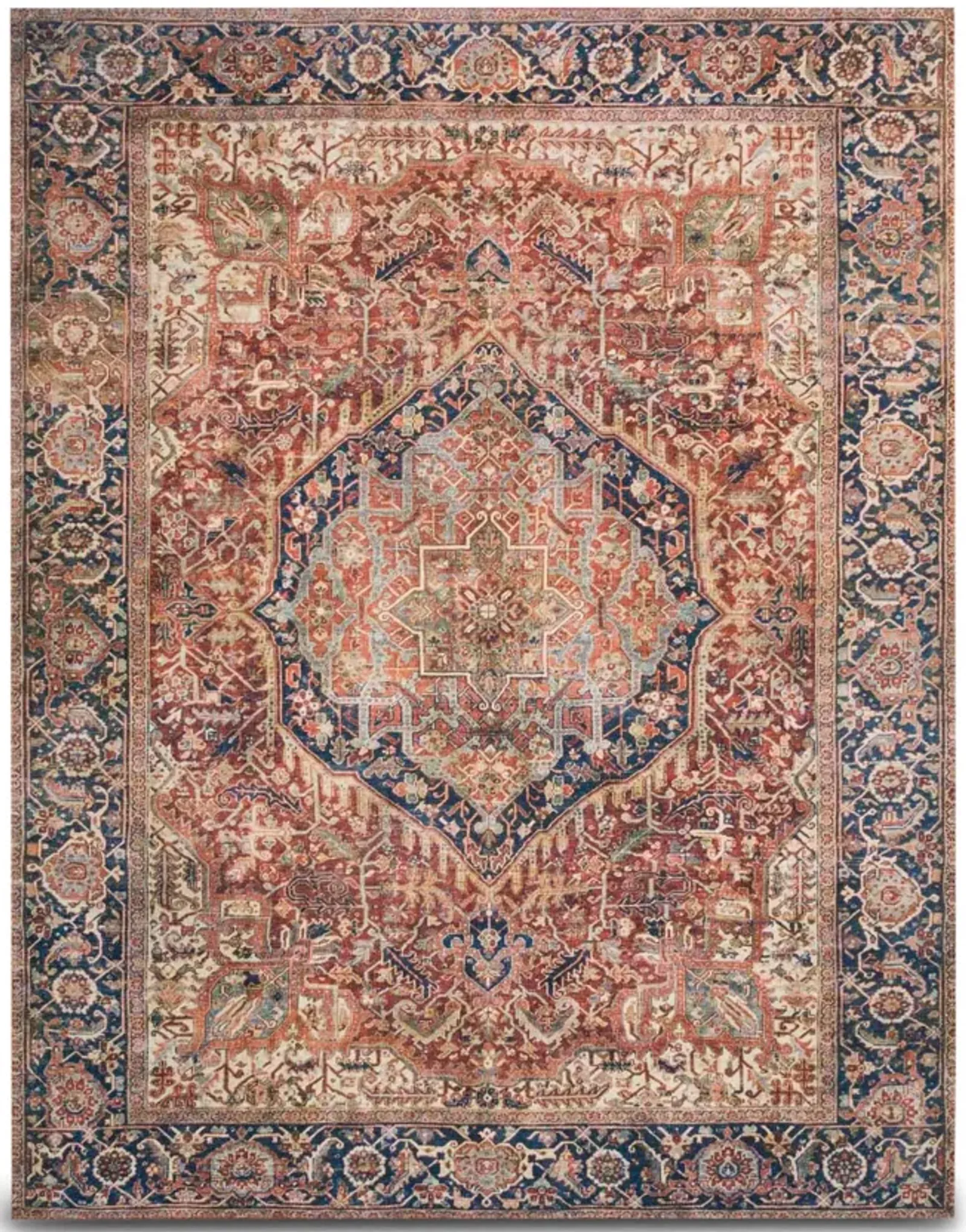 Layla Red Navy Area Rug