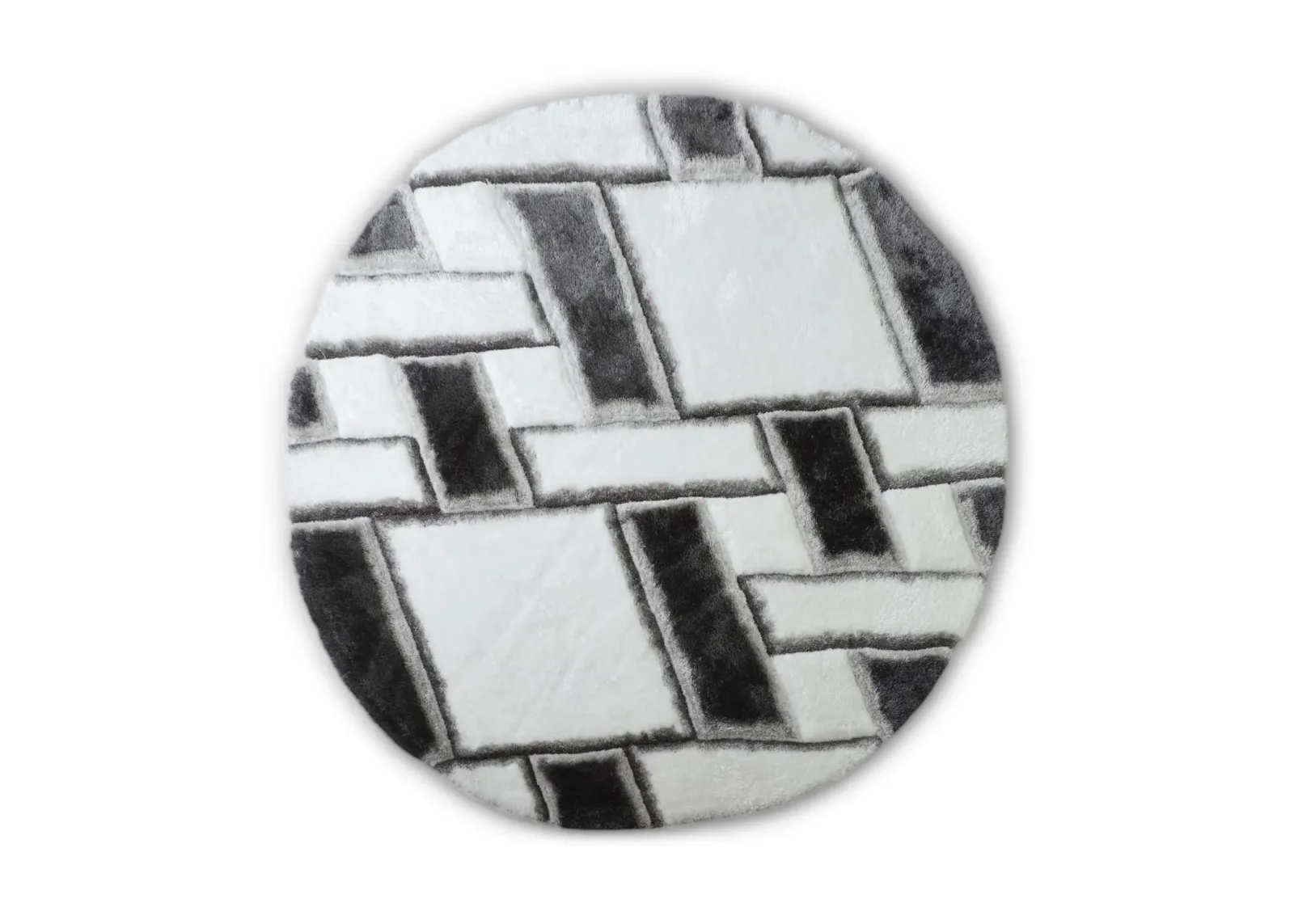 Mateos Grey White - 7 0  X 7 0  Round Area Rug