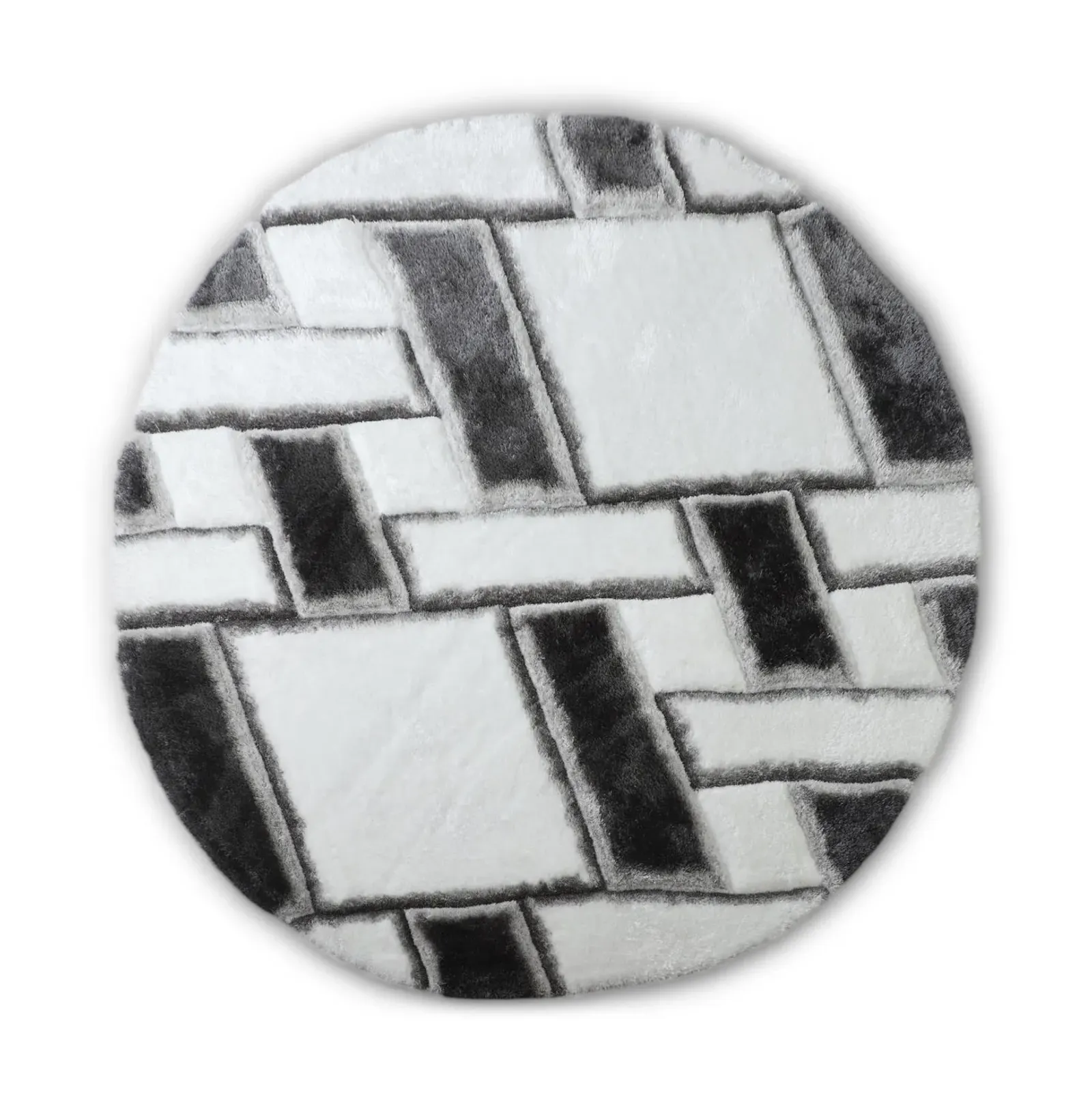 Mateos Grey White - 7 0  X 7 0  Round Area Rug