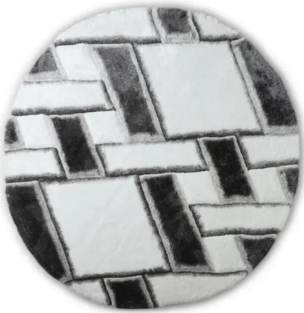 Mateos Grey White - 7 0  Round Area Rug