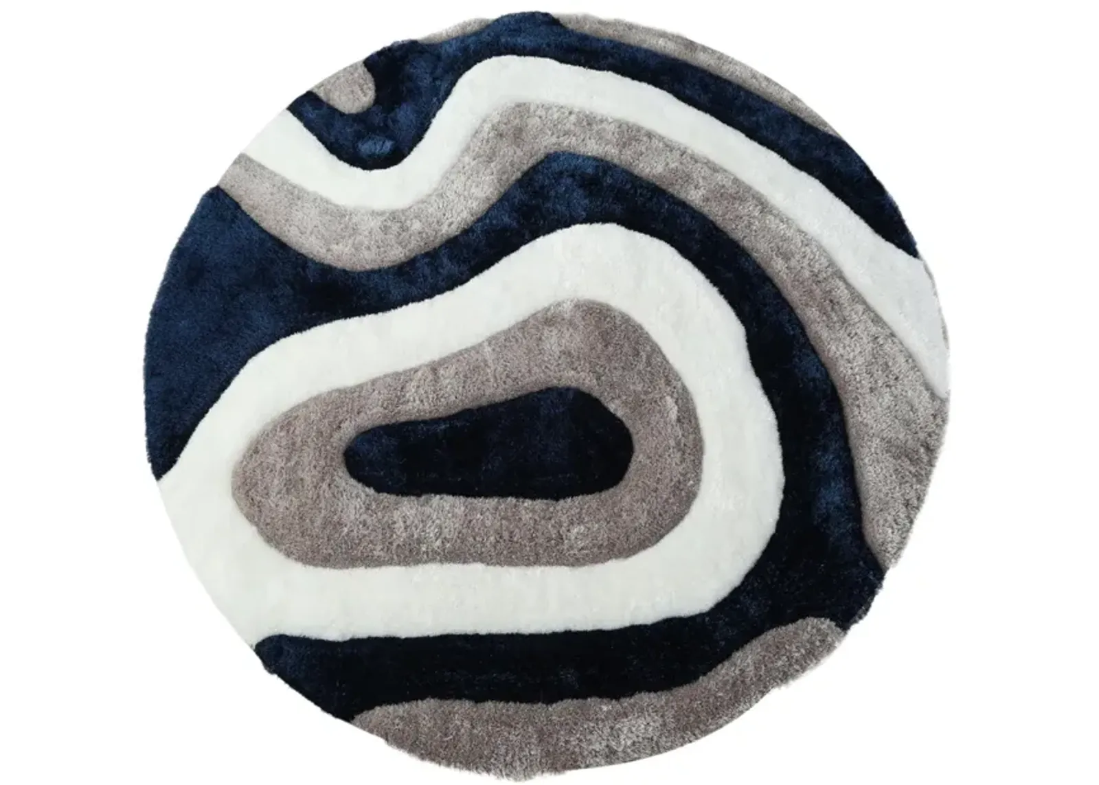 Mateos Grey White Blue - 7 0  x 7 0  Round Area Rug