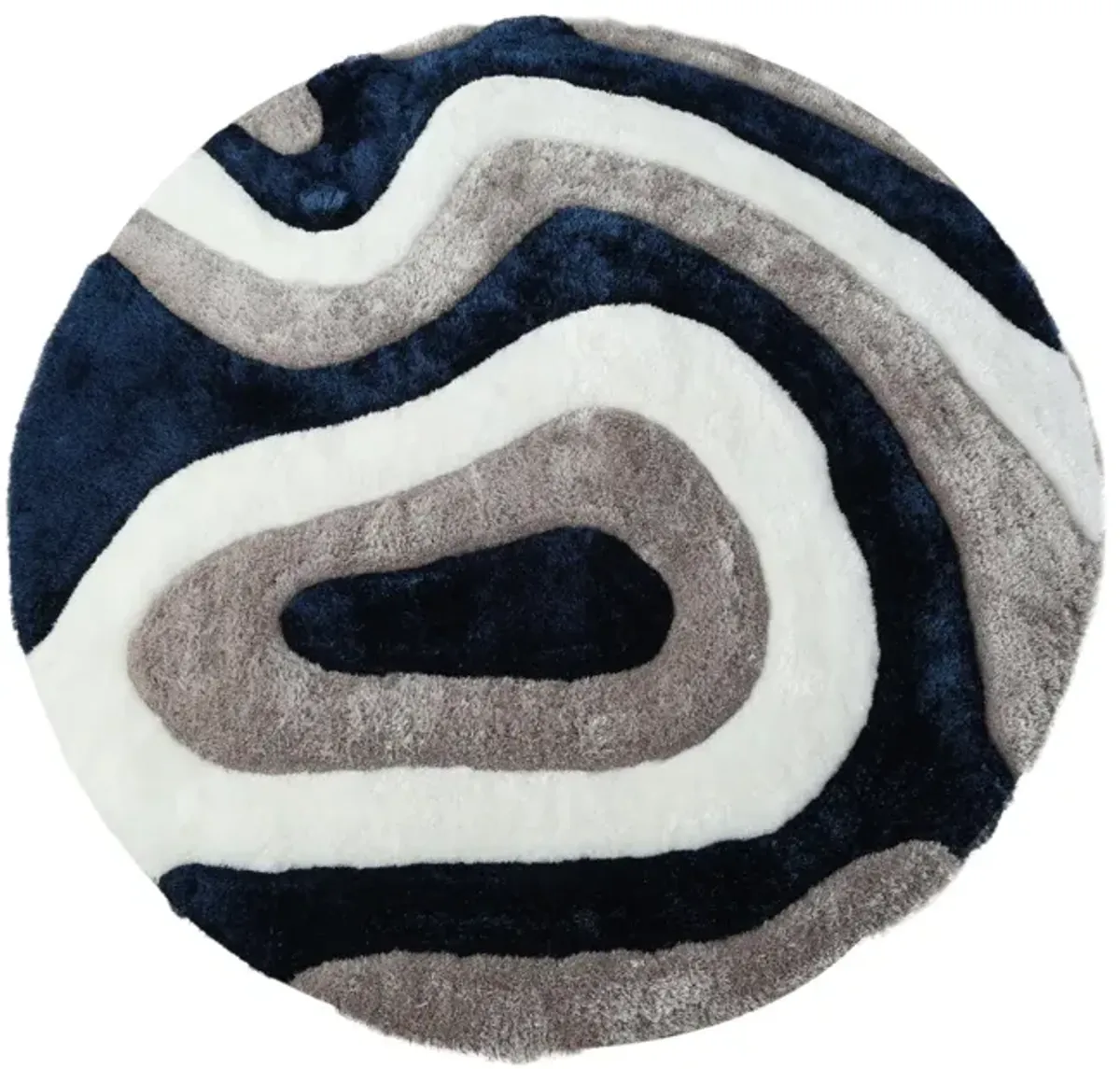 Mateos Grey White Blue - 7 0  Round Area Rug
