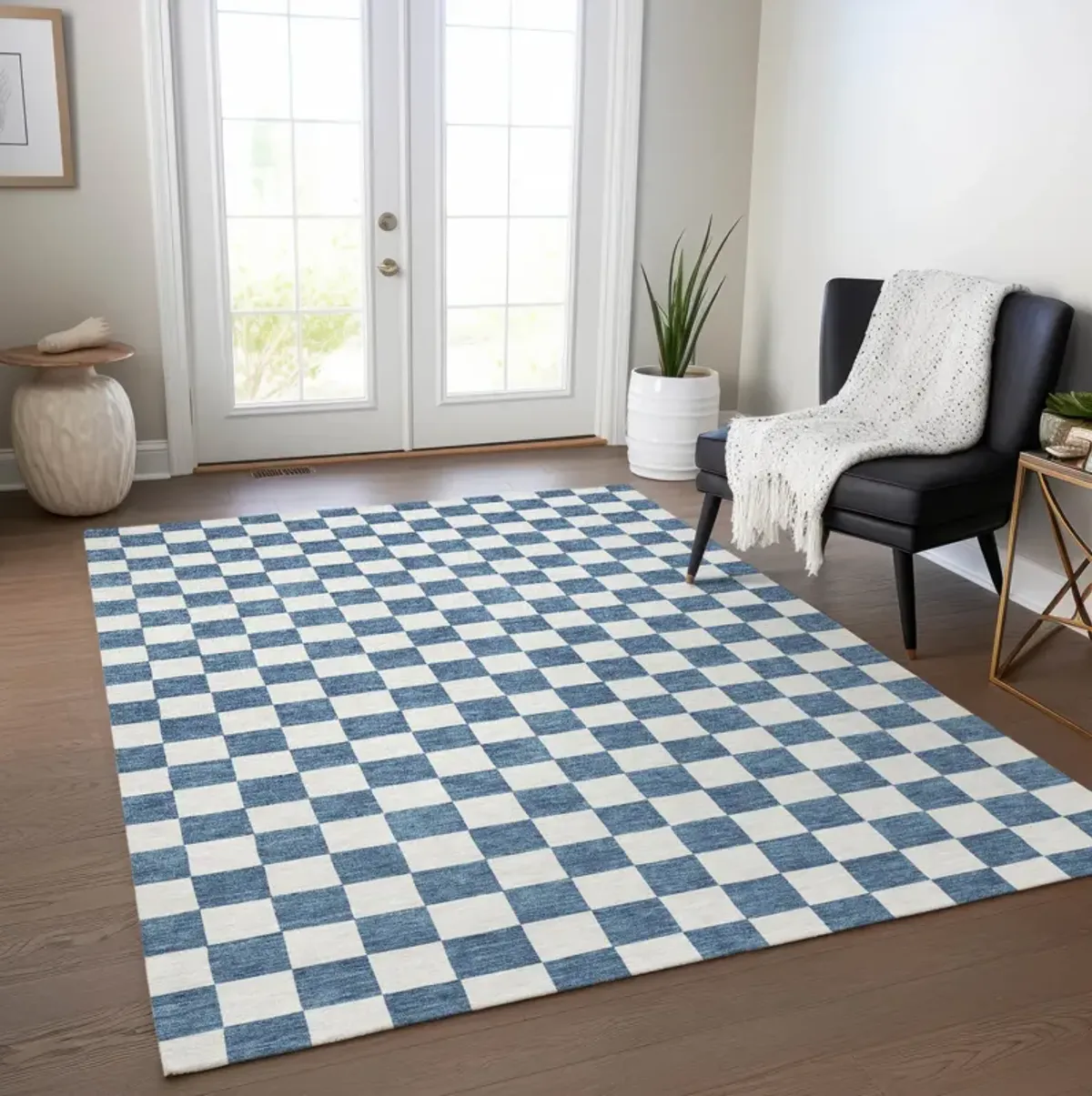 Checkmate Denim Area Rug - 8 0  X 10 0 