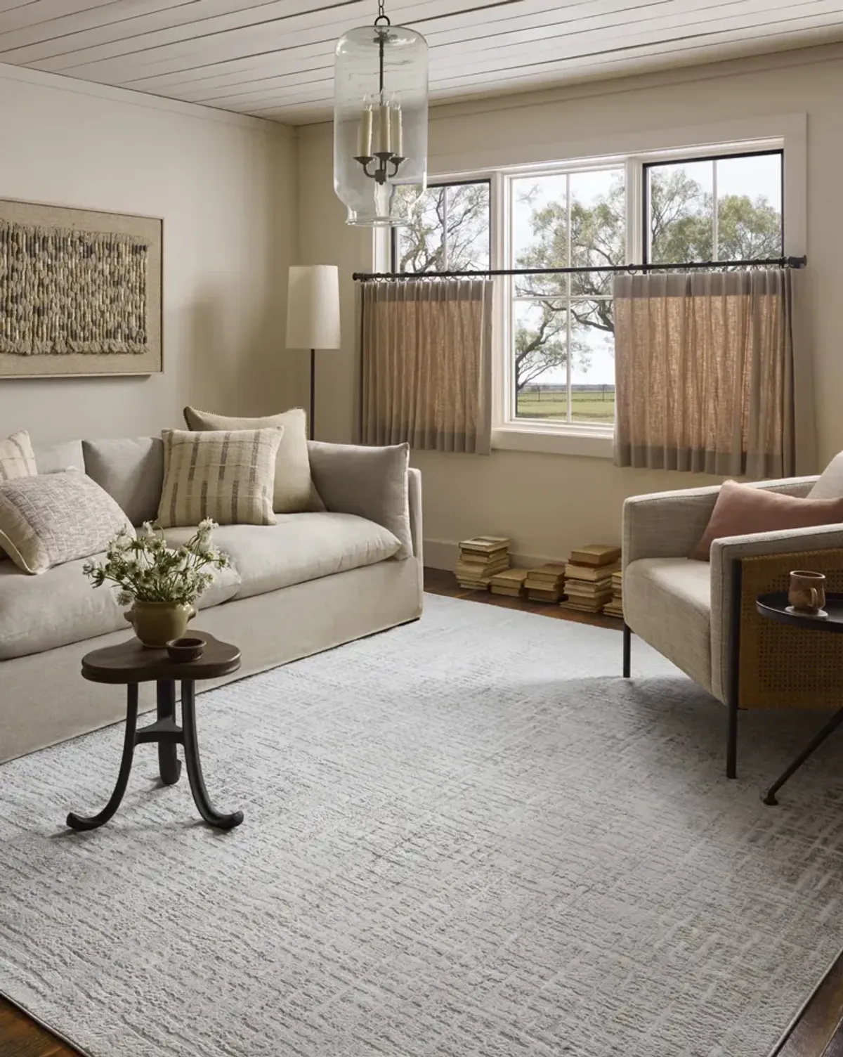 Hollis Ivory Stone Area Rug - 6 7  X 9 3 