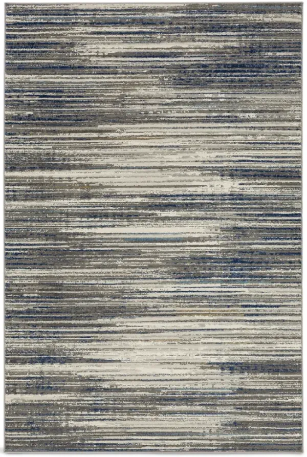 Cleopatra Bell Place Grey Dark Blue Area Rug - 3 11  X 6 0 