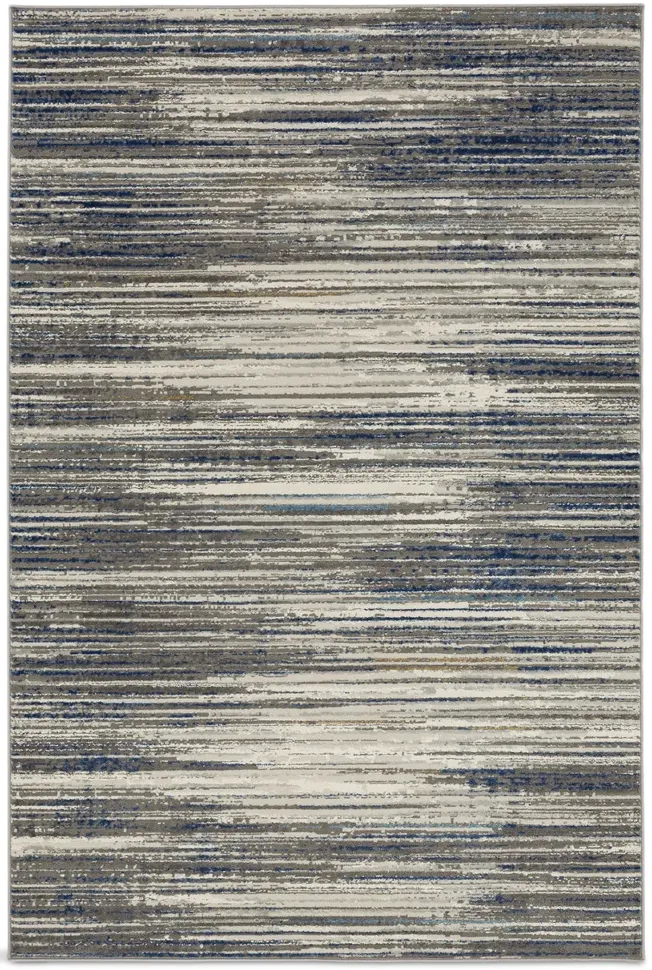 Cleopatra Bell Place Grey Dark Blue Area Rug - 7 10  X 10 0 