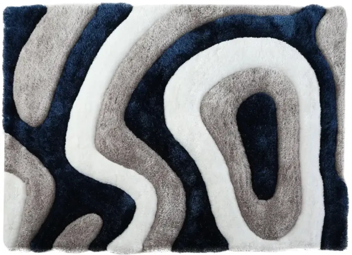 Mateos Grey White Blue - 8 0  X 10 0  Area Rug