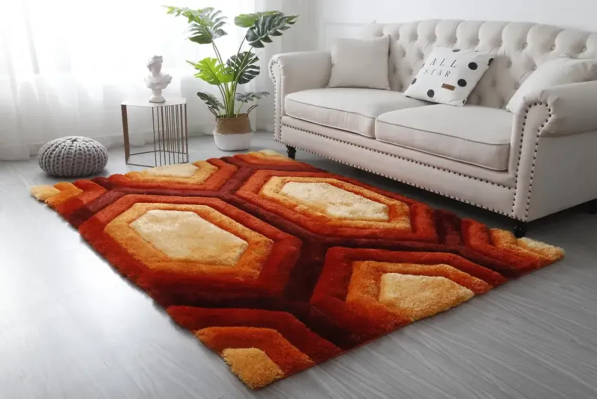 Mateos Orange Shag Area Rug - 8 0  X 10 0 