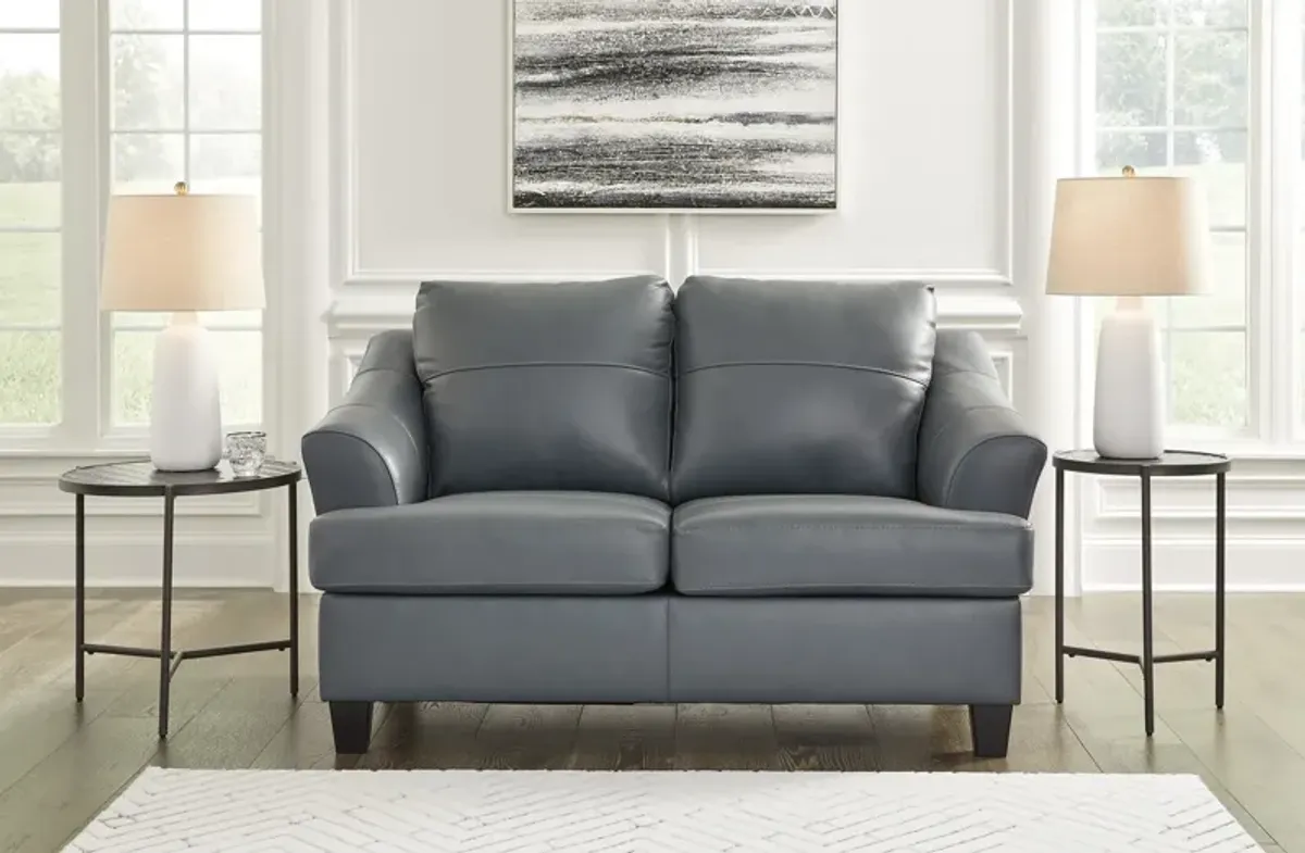 Merida Leather Loveseat - Steel