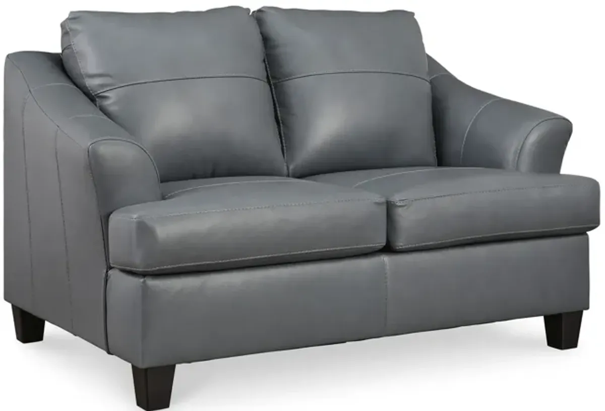 Merida Leather Loveseat - Steel