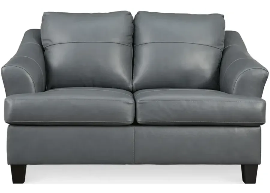 Merida Leather Loveseat - Steel