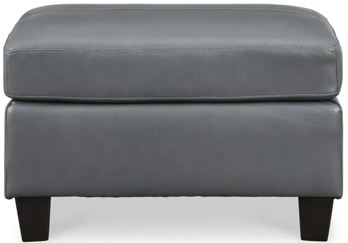 Merida Leather Ottoman - Steel