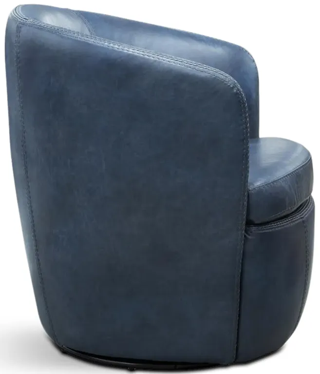 Kellen Leather Swivel Chair - Navy