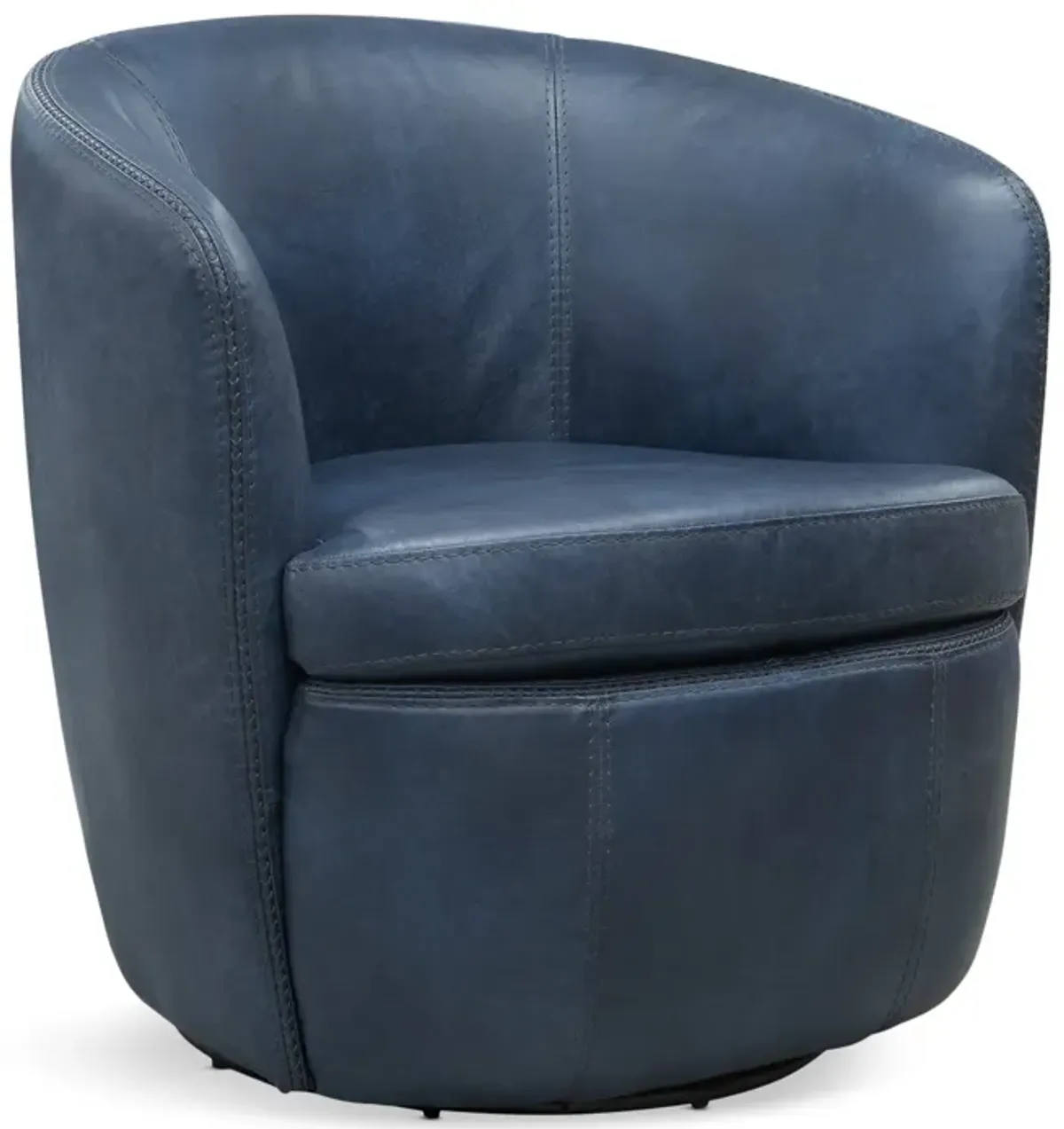 Kellen Leather Swivel Chair - Navy