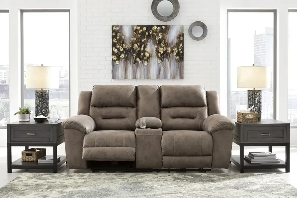 Ramsey Power Reclining Loveseat With Console - Fossil