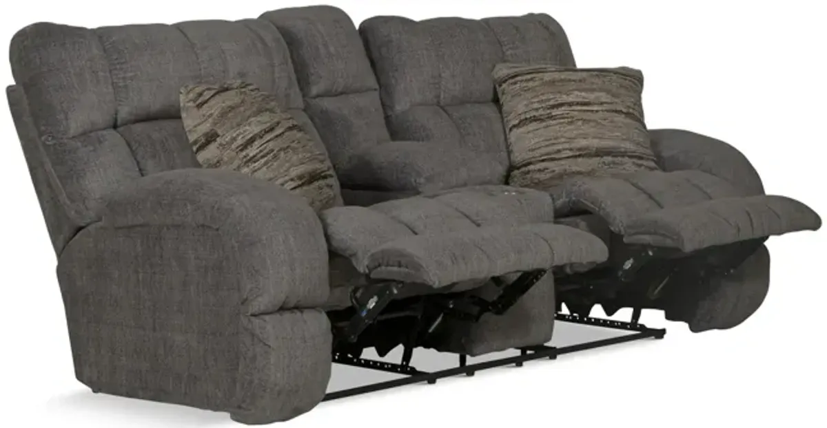 Daphne Reclining Loveseat with Console - Granite