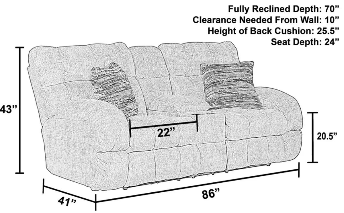 Daphne Reclining Loveseat with Console - Granite