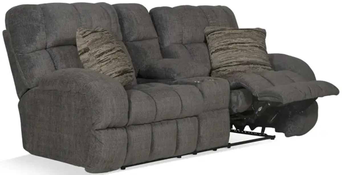 Daphne Reclining Loveseat with Console - Granite