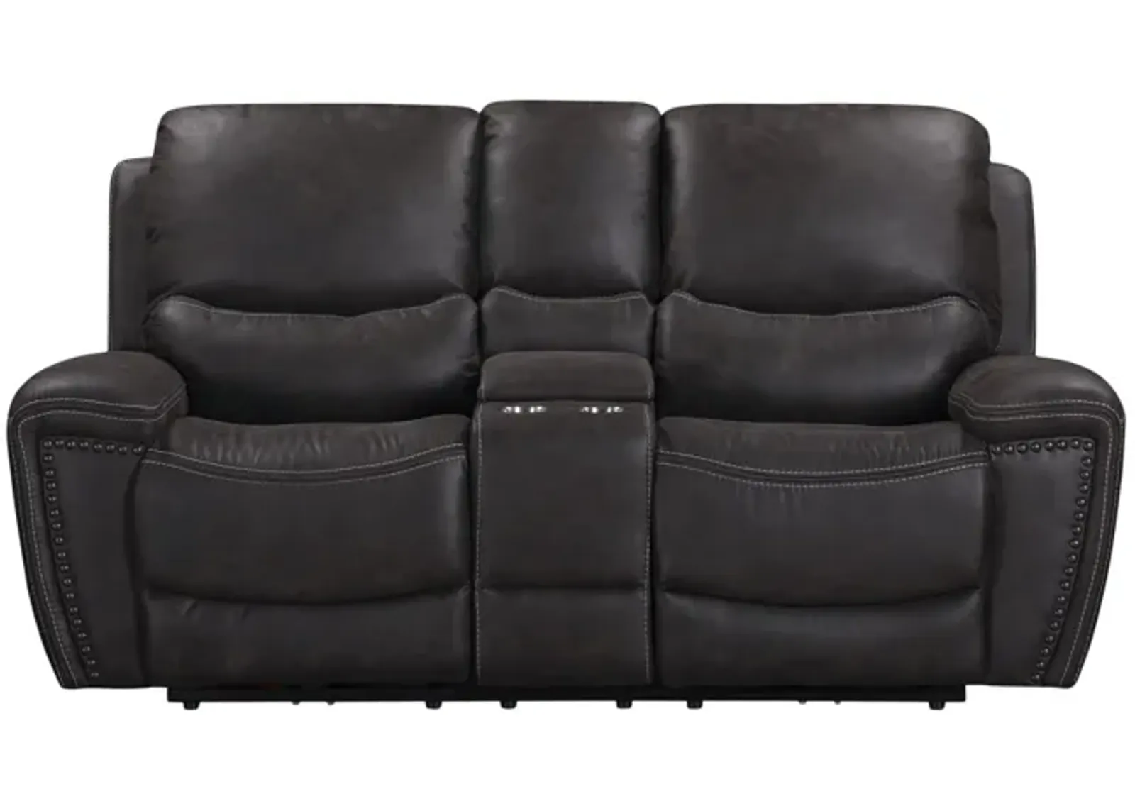 Dakota Power Reclining Loveseat with Console - Charcoal