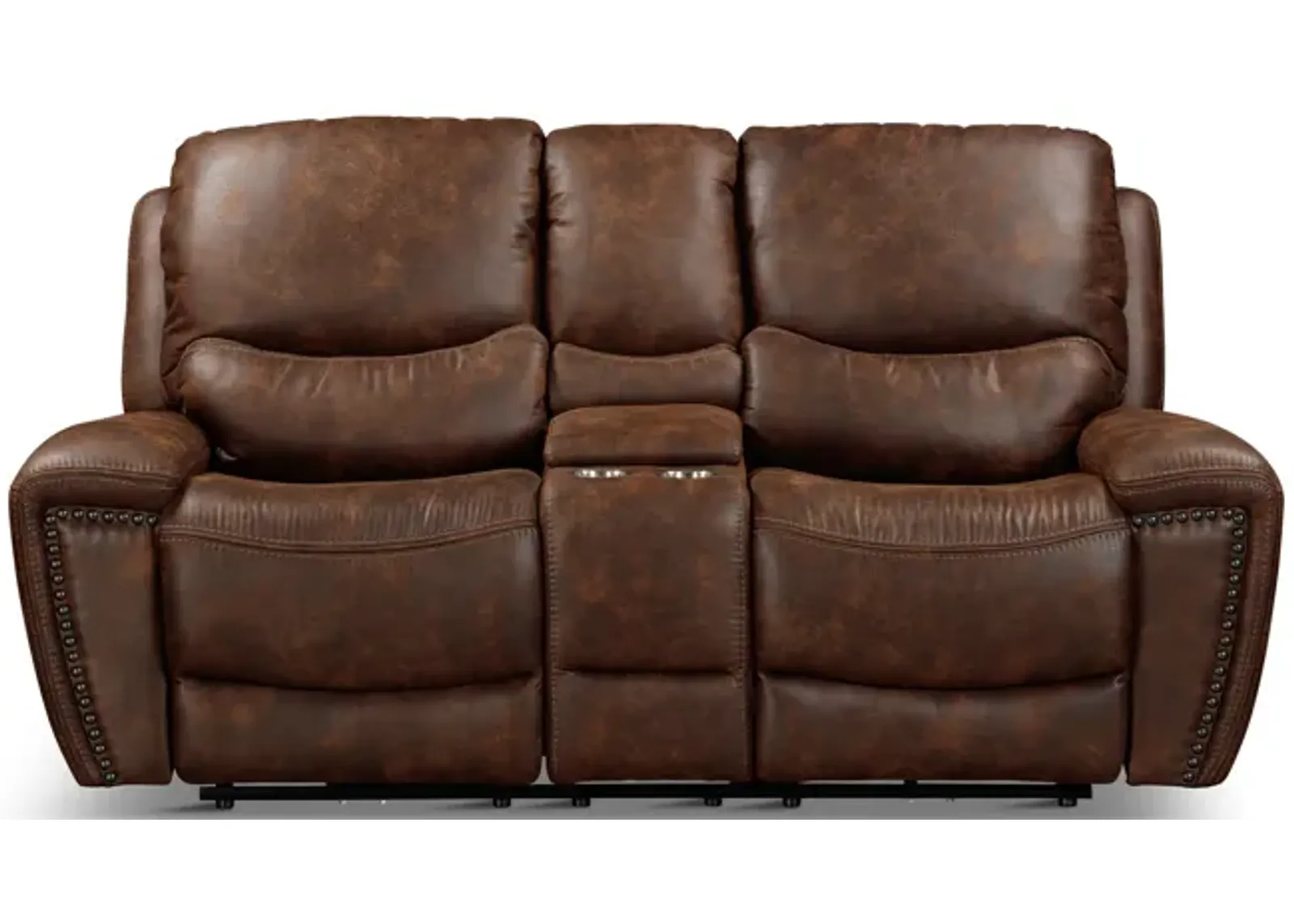 Dakota Power Reclining Loveseat With Console - Walnut