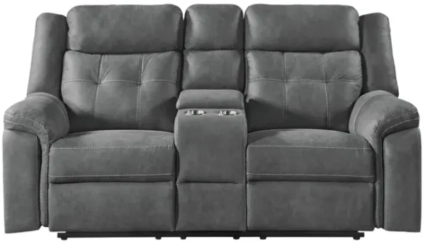 Doran Reclining Loveseat With Console - Grey