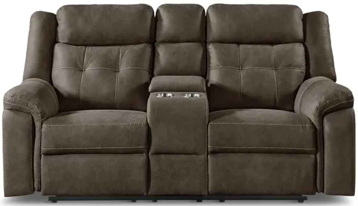 Doran Reclining Loveseat with Console - Brown