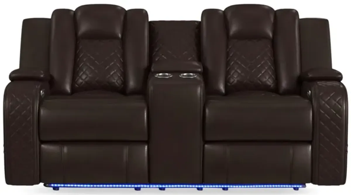 Cypress Power Reclining Loveseat with Console - Brown