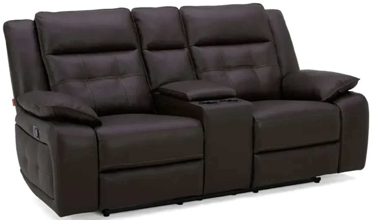 Kelso Leather Power Reclining Loveseat with Console