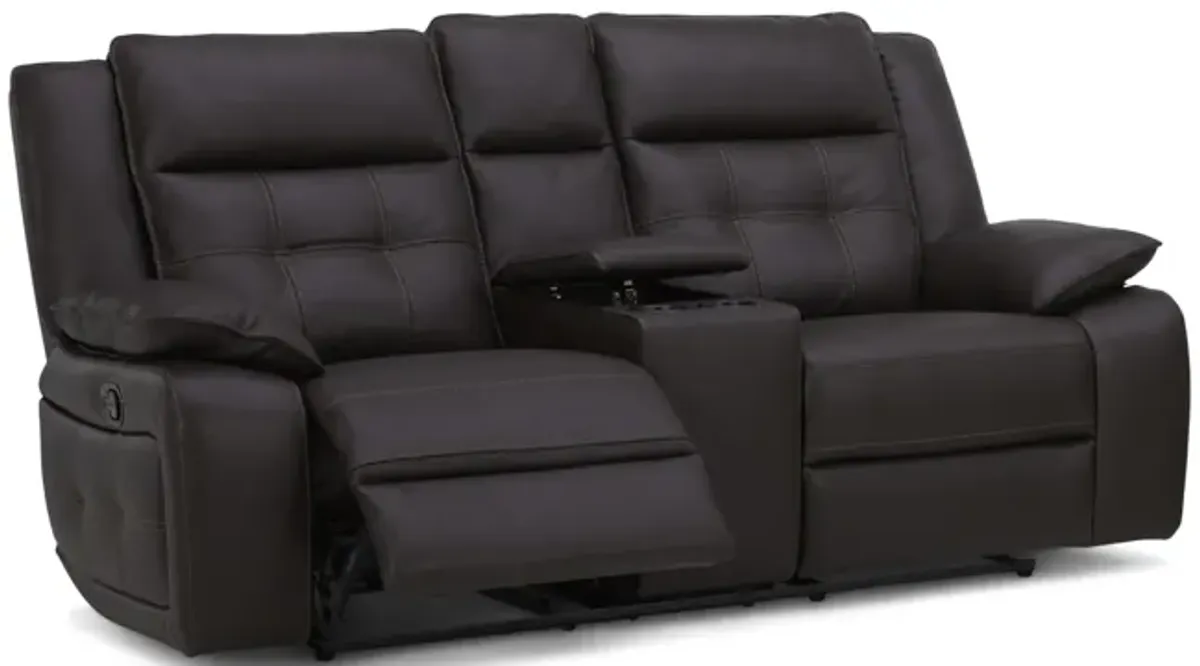 Kelso Leather Power Reclining Loveseat with Console