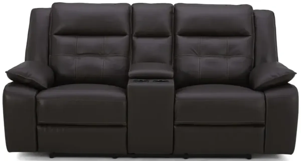 Kelso Leather Power Reclining Loveseat with Console