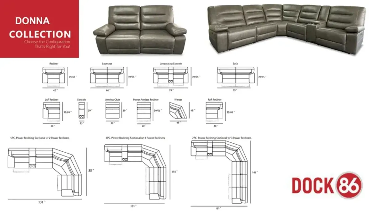 Donna Leather Power Reclining Sofa