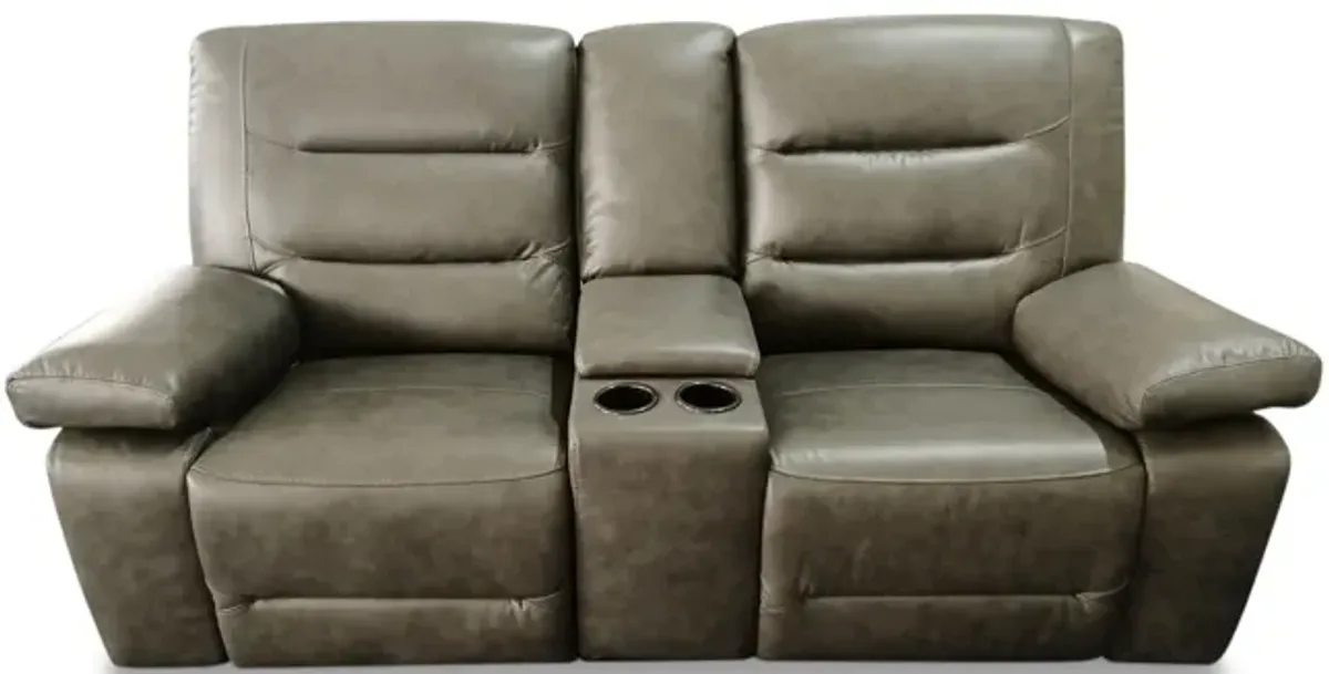 Donna Leather Power Reclining Loveseat with Console