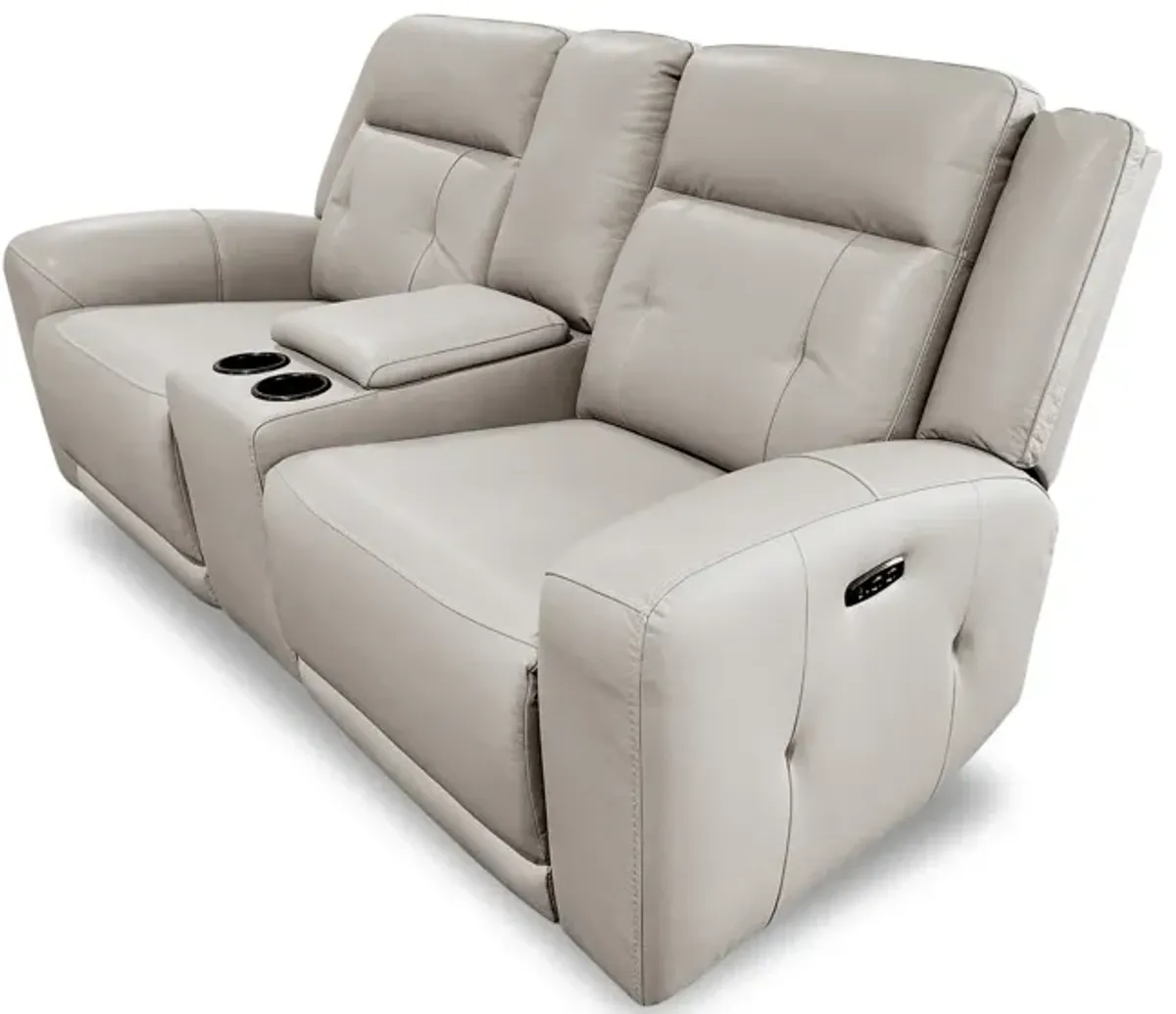 Nina Leather Power Reclining Loveseat with Console