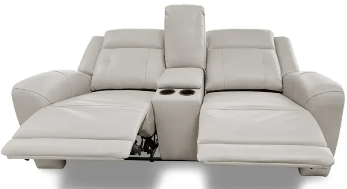 Nina Leather Power Reclining Loveseat with Console