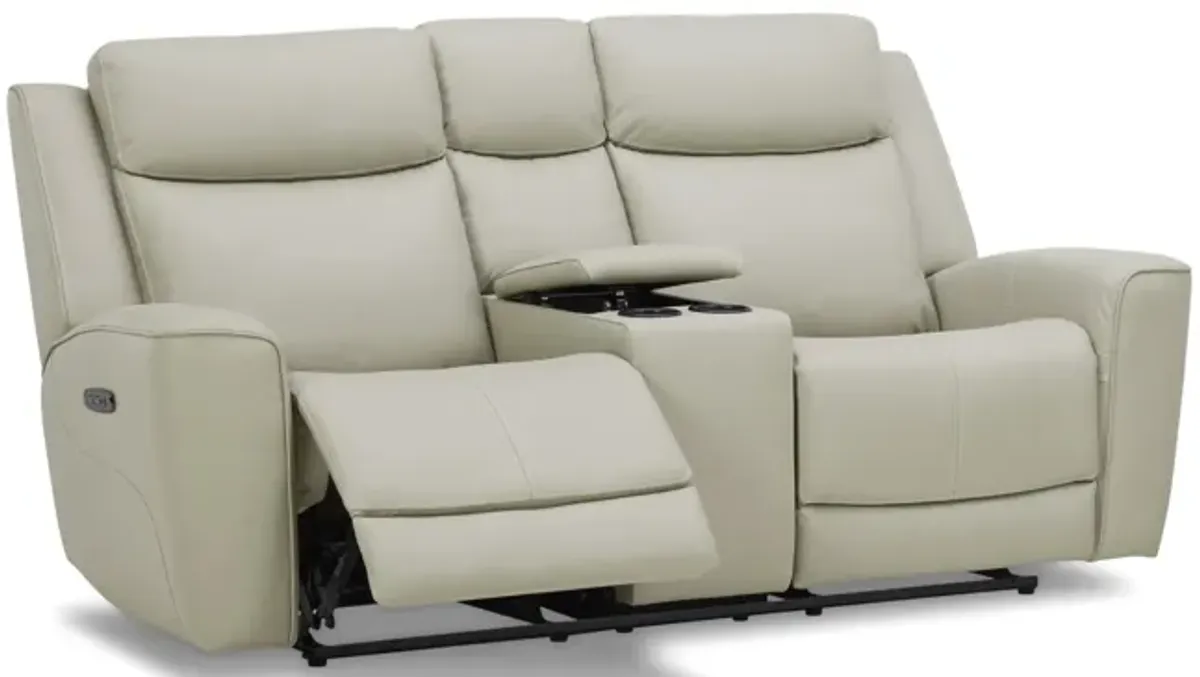 Fenton Leather Power Reclining Loveseat with Console