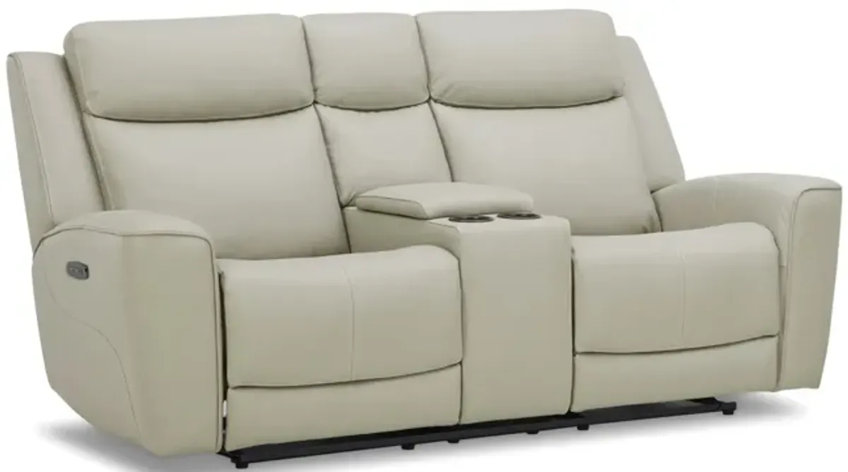 Fenton Leather Power Reclining Loveseat with Console