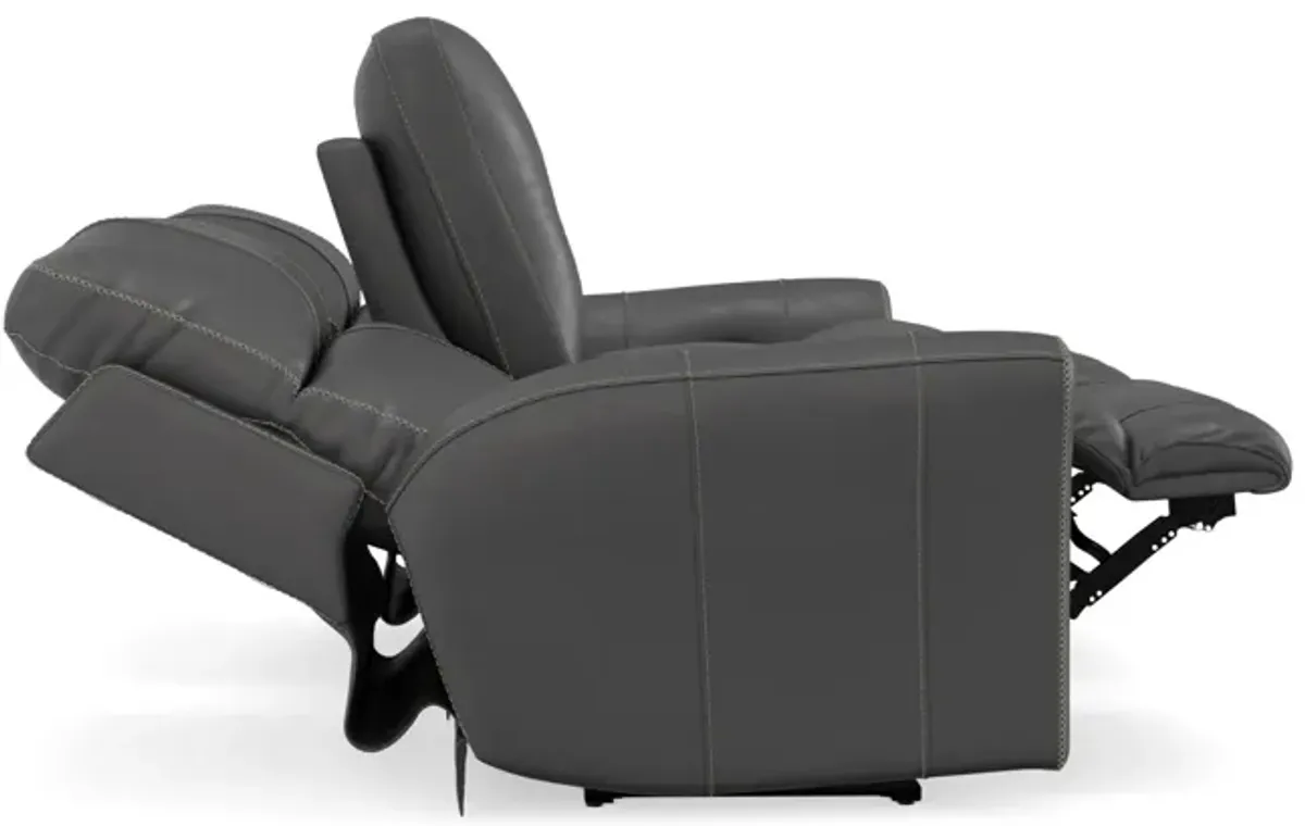 Holmes Leather Power Reclining Loveseat with Console - Anthrocite