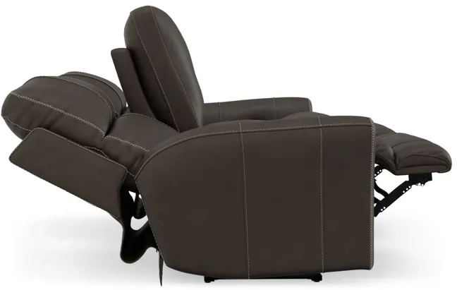 Holmes Leather Powre Reclining Loveseat with Console - Coffee