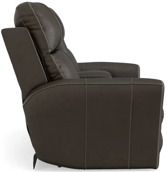 Holmes Leather Powre Reclining Loveseat with Console - Coffee