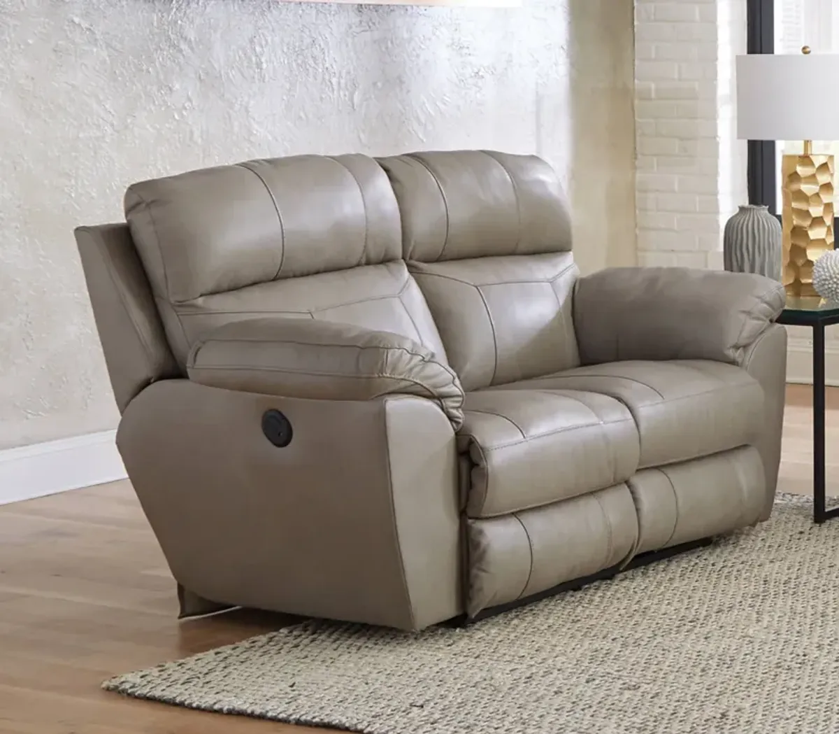 Watson Leather Power Loveseat - Putty