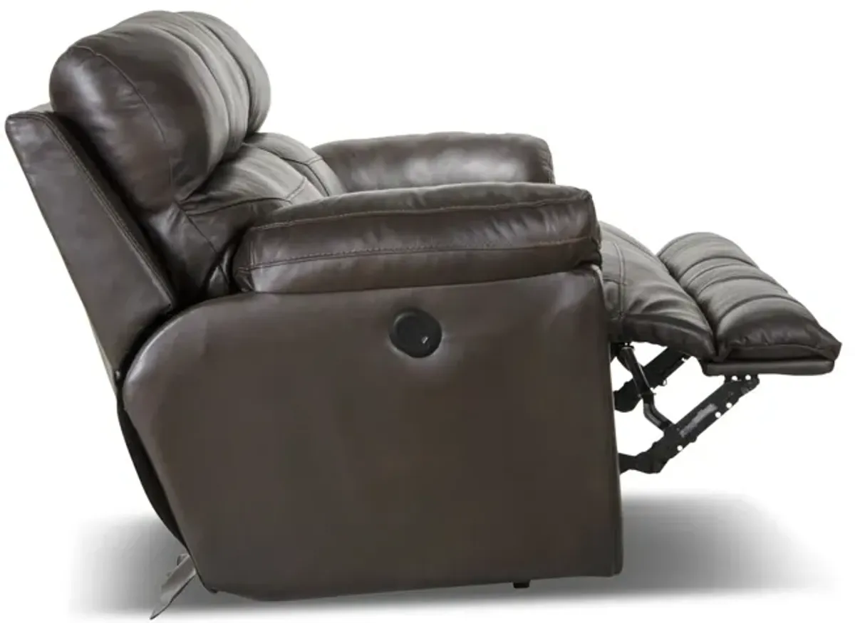 Watson Leather Power Sofa - Chocolate